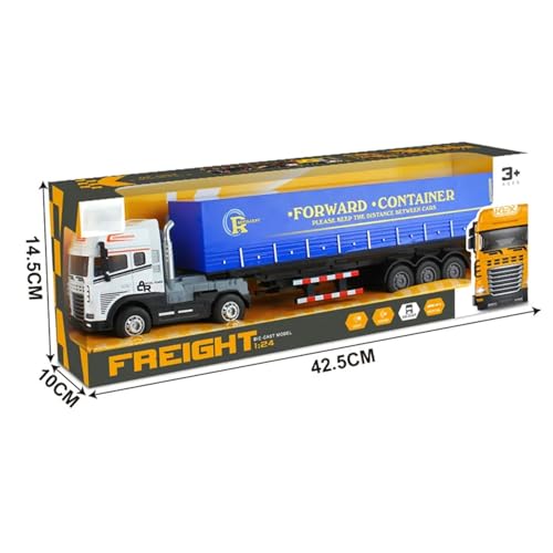 Image of Container Trailer Transport with Lights and Sounds Friction Powered Trailer Model Diecast Truck Toys Best Birthday Gift for Kids[Pack of 1] (Container Trailer Transport Truck)