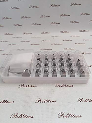 Kit Confeiteiro com 23 Bicos de Metal + 2 Adaptadores + 1 Saco para Confeitar de Silicone + 1 Estojo