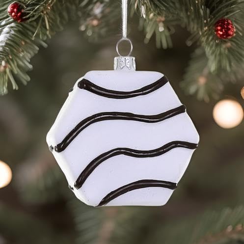 The Bridge Collection Black and White Snack Cake Ornament - Dessert Junk Food Christmas Tree Ornaments - Zebra Striped Cake Christmas Ornament for Holiday Decor - Image 3