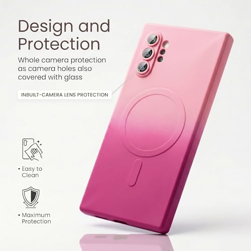 Image of amazon basics Gradient Mag-Safe Case for Samsung Galaxy Note 10 Plus | Soft Silicone Shockproof Cover with Camera Protection | Slim Lightweight Design | Smooth Touch & Durable - Pink & Blue