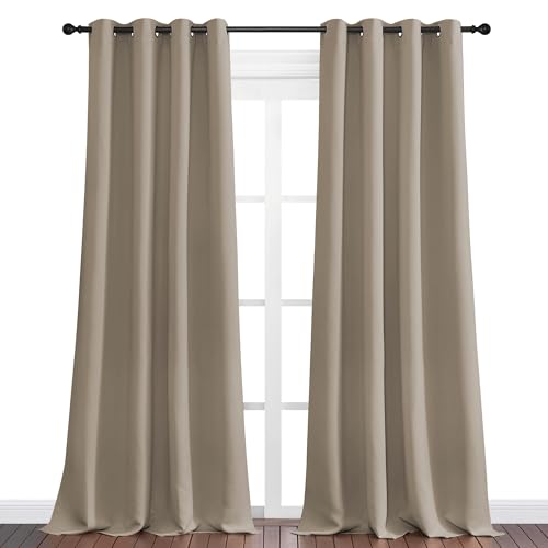 Image of NICETOWN Taupe Blackout Curtains 96 inch Long for Office, 55 inch Wide, 2 Pieces, Dining Room, Guest Room, Sound Reducing Heat and Cold Block Curtain Panels for Modern Room Decorative
