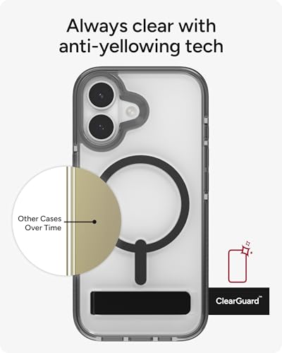 Image of ZAGG Santa Cruz Snap Case with Kickstand for iPhone 17 - Jet Black, Drop Protection (13ft /4m), MagSafe Charging Compatible, ClearGuard Anti-Yellowing Technology, Scratch Resistant Phone Case