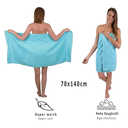 Betz 10-TLG. Handtuch-Set Premium 100% Baumwolle 2 Duschtücher 4 Handtücher 2 Gästetücher 2 Waschhandschuhe Farbe türkis – Bild 6