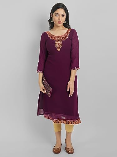 Image of Femvy Designer Georgette Embroidred Kurti for Women 82