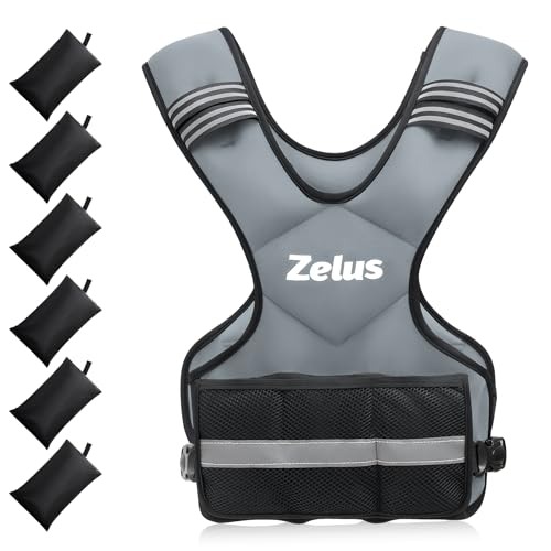 Image of ZELUS Weighted Vest for Men and Women | 4-10lb /11-20lb /20-32lb Vest with 6 Ironsand Weights for Home Workouts | Adjustable Body Weight Vest Exercise Set for Cardio and Strength Training