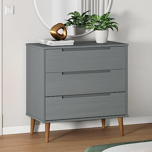 Lumanois Commode MOLDE Gris 80x40x80 cm Bois de pin Massif Commodes Gris,350506