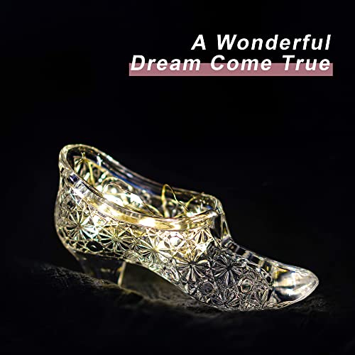 Clear Crystal Cinderella Shoe Figurine Decor,Crystal High Heels Shoes Ornament,Glass Slipper Decoration Gift For Wedding Birthday Halloween Christmas Party #TOP2