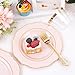 Liacere 350PCS Pink Plates Disposable-PinK Plates 50guest Baroque Plastic Dinnerware include 100Plates, 50Pack Pre Rolled Napkins with Silverware 50Cups Perfect for Valentine's Day＆Galentines Day