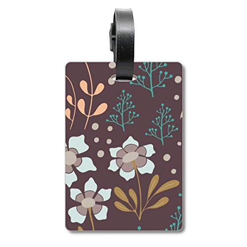 Étiquette de bagage fleur marron : finition élégante pour valise chic