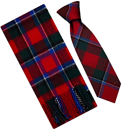 Écharpe cravate laine agneau rouge Sinclair style écossais pour costume d'hiver