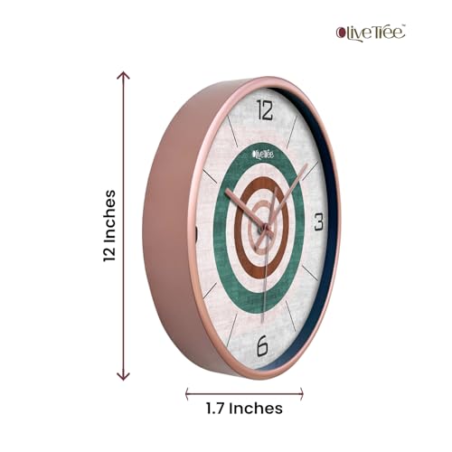 Image of Olive Tree Wall Clock for Living Room, Home, Bedroom Walls, Kitchen, Office, Round Shape Designer Plastic Wall Clock for Home Decor, 12- inch,30 x 30 cm -9428
