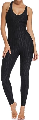 KIWI RATA Womens Butt Lift Blackless Workout Yoga Jumpsuit Sleeveless Bandage Fitness Sport Gym Romper Playsuit