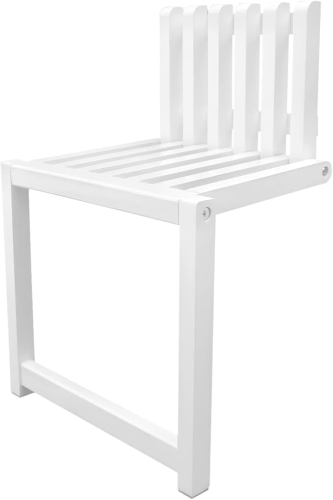 Foldable Wall-Mounted Chair, 330.69 Bearing 90° Foldable 3CM Thickness Solid Wood Invisible Shoe-Changing Stool with Support Legs for Various Occasion (White)