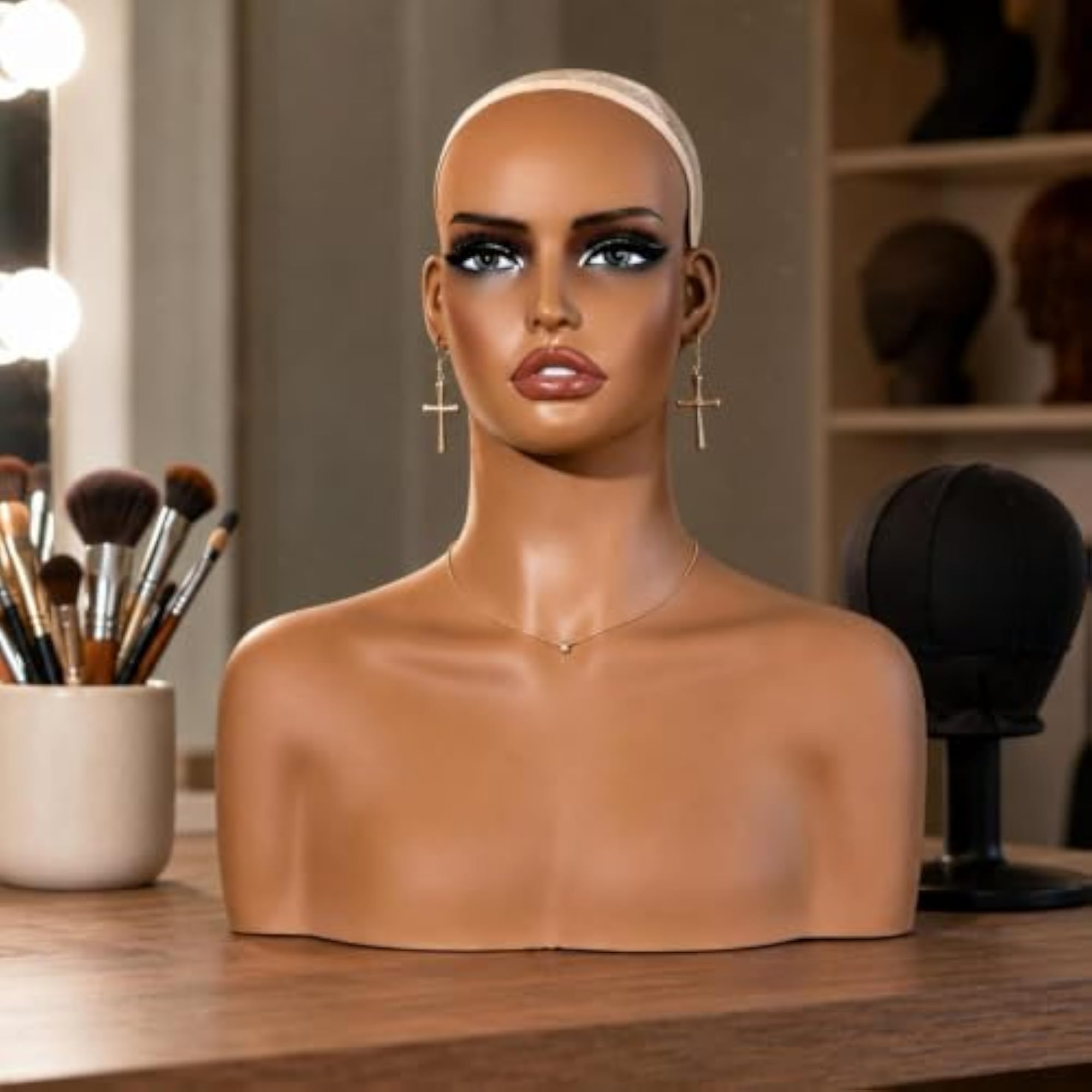 PVC Head with Shoulders for Hairpiece Display