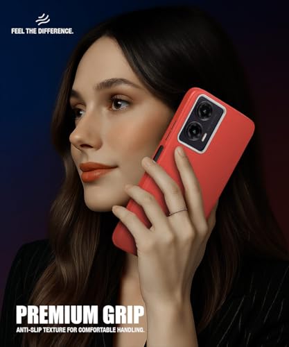Image of WOW IMAGINE Back Cover for Motorola Moto G35 5G | Ultra Slim Flexible Non-Slip Grip | Inner Fabric | Metal Camera Ring & Lightweight Soft Silicone Mobile Case - Crimson Red