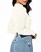 MANGOPOP Women's Mock Turtleneck Long Sleeve Shirt Fall Outfits Fashion Thermal Undershirt Basic Tops Fleece Lined Tee 2025 White Small