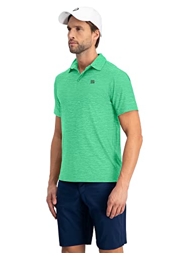 Image of Three Sixty Six Golf Shirts for Men - Dry Fit Short-Sleeve Polo, Athletic Casual Collared T-Shirt Green