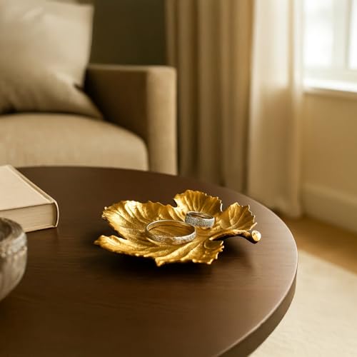 Image of MARKET 99 Embossed Golden Platter for Home Decor | Glossy Aluminium Decorative Tray for Dining & Center Table | Elegant Dish for Diwali Decor, Festive Styling & Designer Display