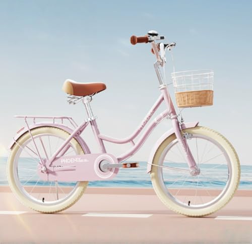 Dazzix新登場子供用自転車16/18/20/22インチ中学生、高校生、女の子、リアカーゴラック、快適なペダルバイク、フロントブレーキとリアブレーキ、調節可能なサドルハンドルバー、通学通勤用 誕生日プレゼント (16インチ,ピンクB)