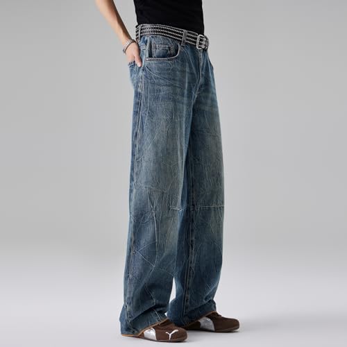 Custom Soft Fabric Mens Jeans Simple Solid Color Wide Leg Pants4