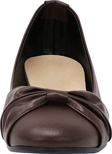 Cambridge Select Women's Closed Round Toe Bow Knot Slip-On Comfort Ballet Flat,5 B(M) US,Chocolate PU - Image 4