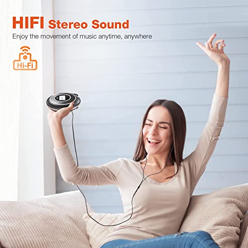 Hott C105 Portable Cd Player Bluetooth And Fm Transmitter Rechargeable Compact Cd Player With Touch Buttons Backlit Display Black #TOP5