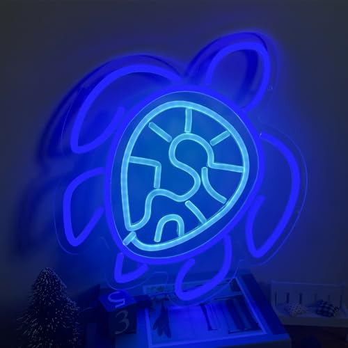 Image of GTOTd Sea Turtle Blue Ocean Wall Art Lamp Led Neon Sign.Cute Christmas Kid Bedroom Decor Gifts Merch Party Supplies for Wall Decorative Acrylic USB Powered Home Night Light Living Kids Room Shop Bar