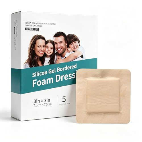 Silikonschaumverband 7.5 x 7.5 cm Silikon Schaum Wundverband Wasserdichter Selbsthaftender Weicher Silikon Schaumverband Wundverbände 5 Stück