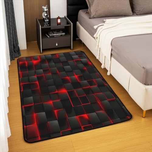 Tapete Decorativo Rojo y Negro 3x5 geométrico miniatura 4