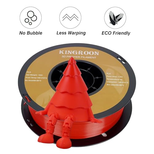Image of Kingroon PLA 3D Printer Filament,10 Rolls,Dimensional Accuracy + /- 0.02 mm, 1 kg Spool(2.2lbs), 1.75 mm,Red Blue Green Yellow Wood Orange Pink Purple Silver Skin