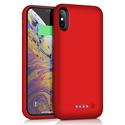 Battery Case for iPhone X/XS/10, 6500mAh Upgraded Rechargeable Charger Case Portable Extended Charging Case for iPhone Xs Protective Phone Backup Battery Pack for iPhone X/10 (5.8 inch), Red