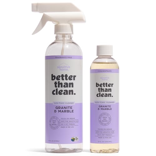 Better Than Clean Marble & Granite Cleaner Starter Pack - Plant-Based Natural Stone Cleaner for Countertops, Showers, Floors & More - Suitable for Sensitive Skin, Fragrance Free, Kids & Pet-Friendly