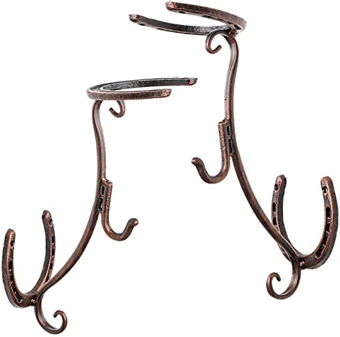 Cowboy Hat Rack for Wall, Upgrade Western Cowboy Hat Holder Wall Mount, Classical Heavy-Duty Iron Hat Hanger for Display and Storage, Rustic Horseshoe Hooks for Hats, Coats and Keys,2 Pack