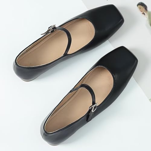 Stunner Mary Jane Flats for Women Classical Square Toe Ballet Flats Soft One Line Buckle Strap Flats3