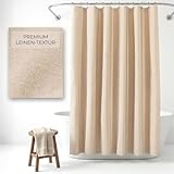 Nestn® Premium Duschvorhang 180x180 cm Beige, 230 GSM Leinenoptik – Anti Schimmel und Waschbar – Wasserdicht – beschwerter Saum – mit Ösen– Badewannenvorhang aus Textile – Shower Curtain