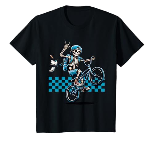 Boy Skeleton Riding on a BMX Bike and Popping a Wheelie T-Shirt