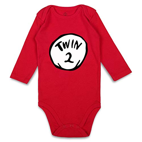 DEFAHN Funny Twins Baby Bodysuits Boys Girls Rompers 2 Pack Twin Matching Clothes Outfits for Newborn Infant