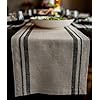 Solino Home Linen Table Runner 14 x 48 Inch – 100% Pure Linen Thanksgiving Table Runner Black and Natural – Machine Washable and Handcrafted from European Flax – French Stripe