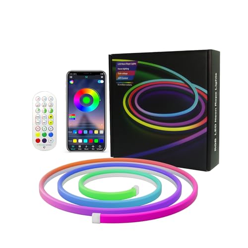 16.4ft Neon Rope Lights Remote APP Control,IP67 Outdoor Led Strip Music Sync Led Rope Lights DIY...