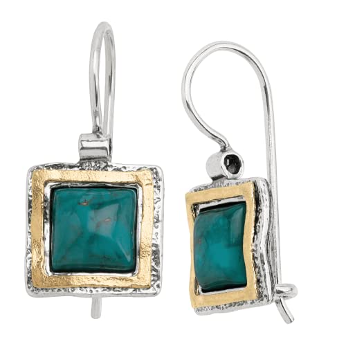 Silpada 'Emerald Lake' Compressed Turquoise Drop Earrings In Sterling Silver & 14K Gold Plate #TOP21