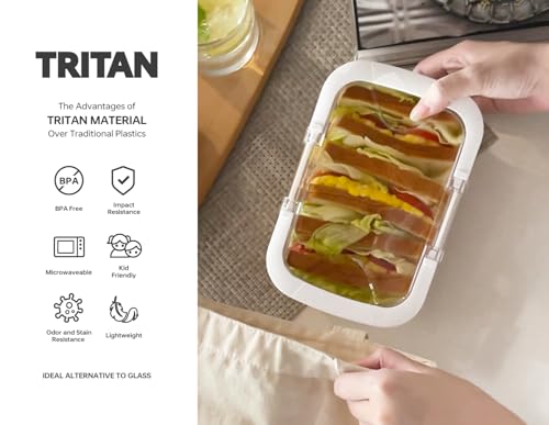 Felli Duo Loc Tritan Containers for Reheating Microwave Safe Box, Airtight Food Storage for Fridge Freezer, On The Go Lunch Container for Adults for Weekly Meal Plan Picnic Travel (6pk) - Image 6