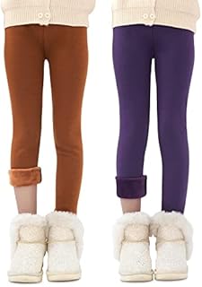Adorel Girls Fleece Lined Leggings Thermal Trousers Cotton
