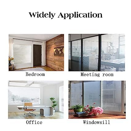 Image of ELTON Vinyl Heat Control Anti UV Self Adhesive Privacy Window Film, Straight Lines Design, Decorative Glass Sticker for Bathroom, Door & Window, Semi-Private, 24 x 96 Inches