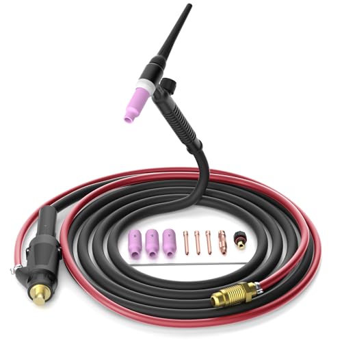 MIGVAN Torche de soudage TIG WP-17FV, refroidie par air, torche Lift-TIG 150A avec faisceau de 4m, compatible avec postes à souder M-140S/M-180, torche TIG argon universelle