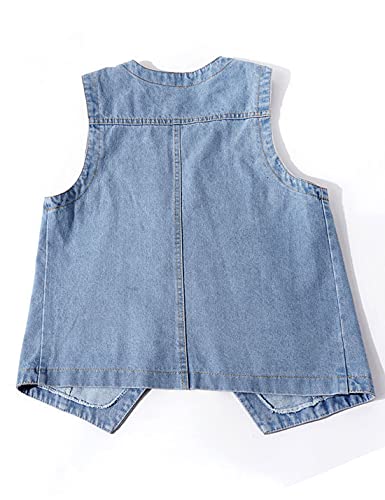 Peaceglad Womens Casual Jean Vest V Neck Open Front Button Down Sleeveless Denim Jacket with Pockets3