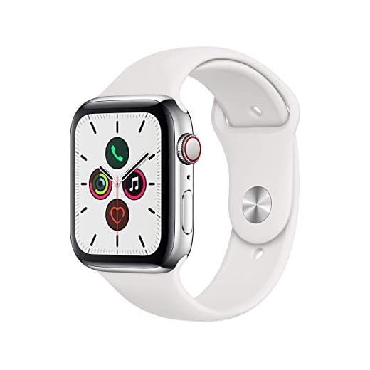 Apple Watch Series 5 44mm (GPS + Cellular) - Cassa In Acciaio Inossidabile Color Argento Con Bianco Cinturino Sport (Ricondizionato)