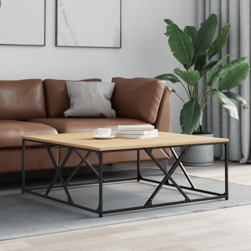 Table basse chêne Sonoma 100x100 cm plateau robuste design stable salon