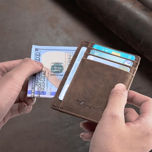 travelambo slim wallet front pocket minimalist leather rfid blocking medium size