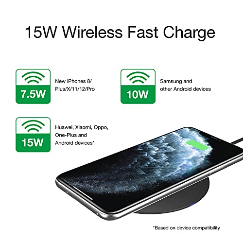 Image of Energizer WCP-105 15W Wireless Charging Pad with Non-Slip Design, Fast Charge for Qi-Compatible Devices, 7.5W for iPhone, 10W for Android, 15W for Huawei, Samsung, LG & More