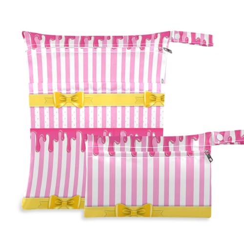Coikll Wet Dry Bags for Cloth Diaper 2 Pack Waterproof Yoga Gym Bag for Swimsuit Wet Clothes Baby Items-?Colorful Icing Dripping?